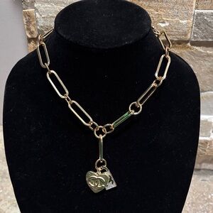 Gold Chain Necklace with Heart Pendant